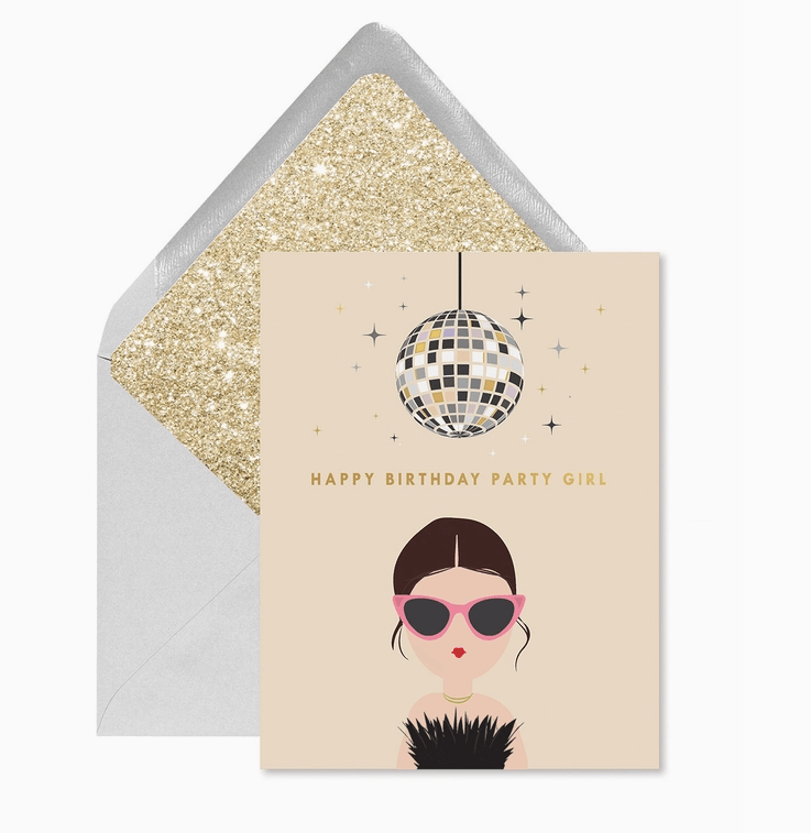 Disco Party Girl Birthday Greeting Card - La Vie Est Belle