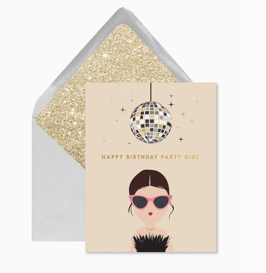 Disco Party Girl Birthday Greeting Card - La Vie Est Belle