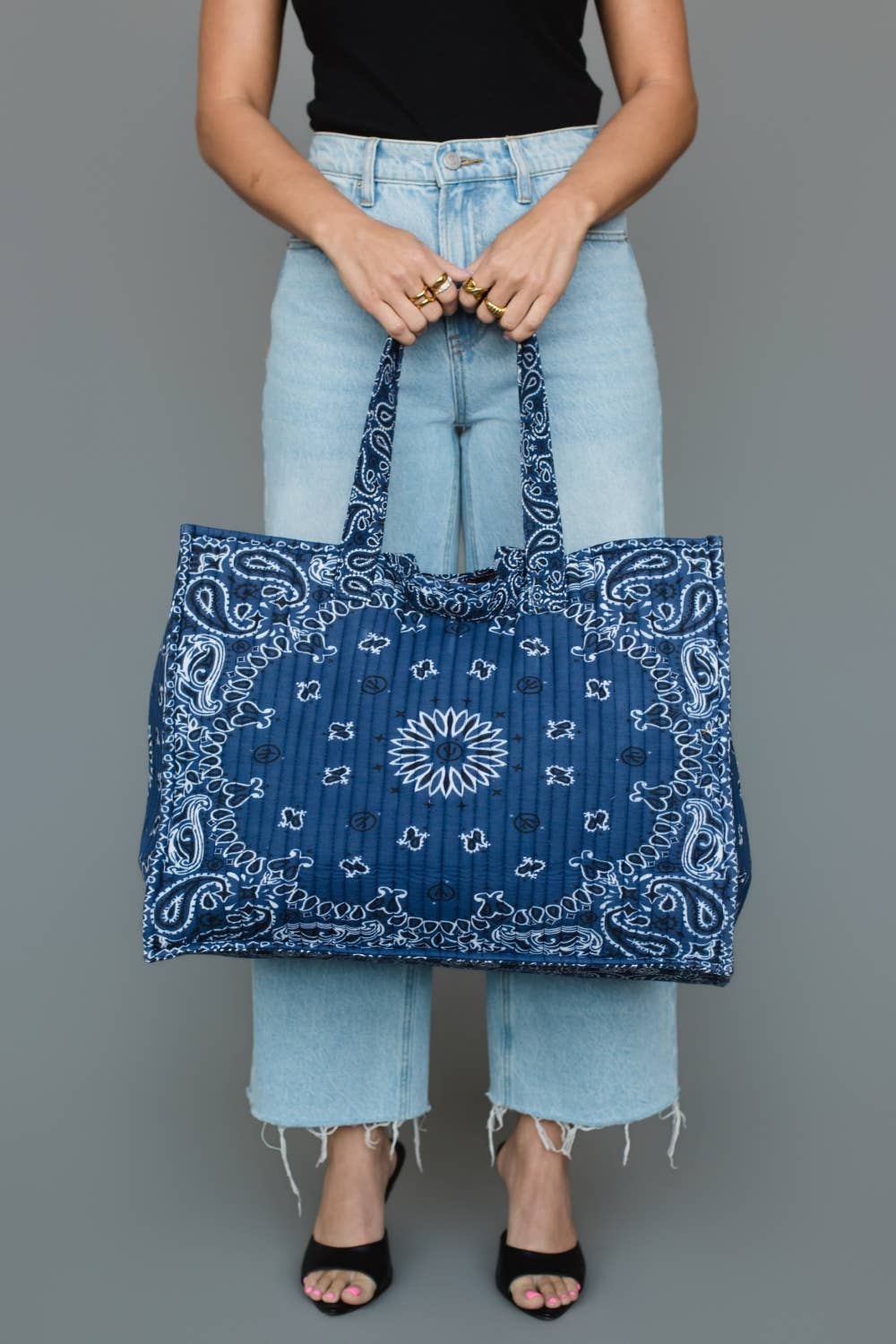 Dk. Blue Bandana Tote - La Vie Est Belle