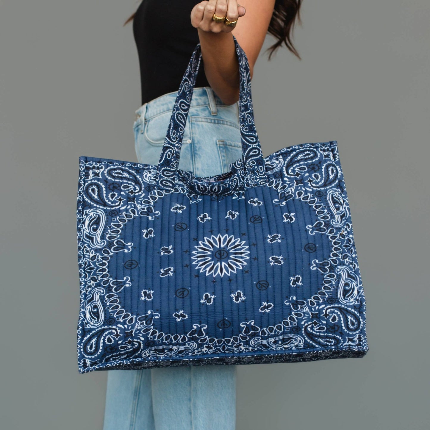 Dk. Blue Bandana Tote - La Vie Est Belle