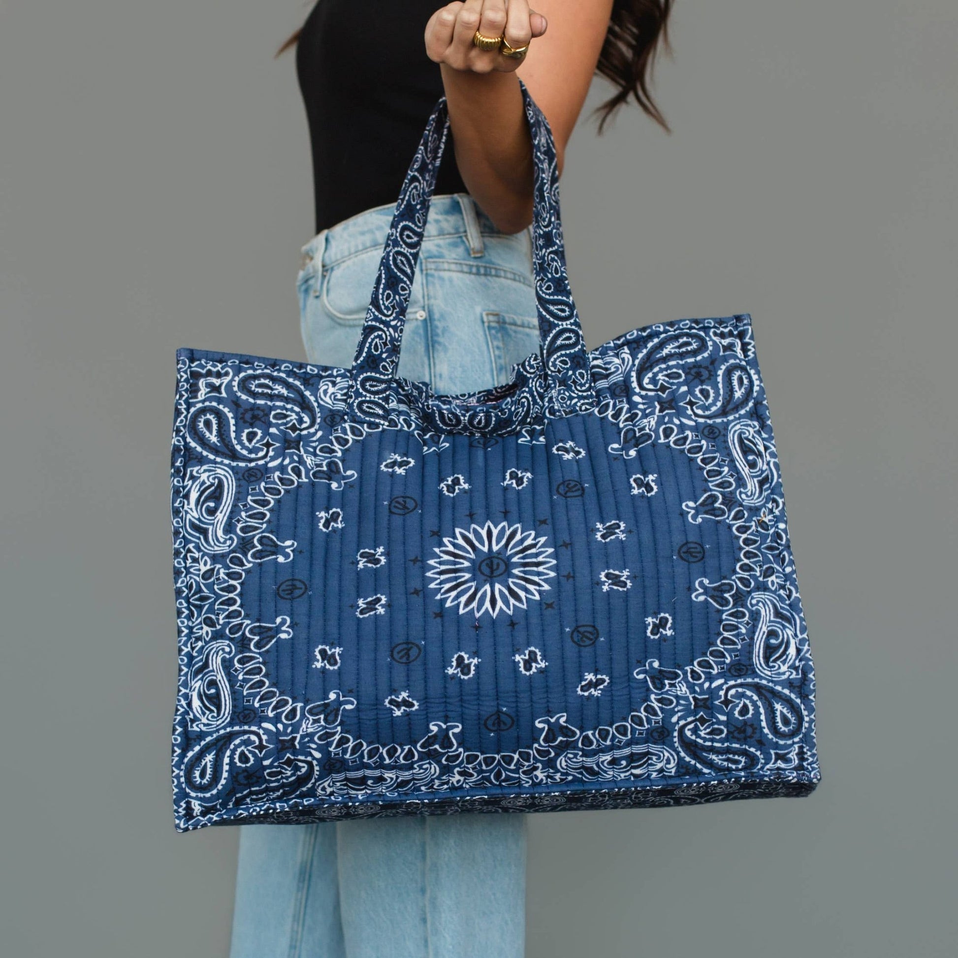 Dk. Blue Bandana Tote - La Vie Est Belle