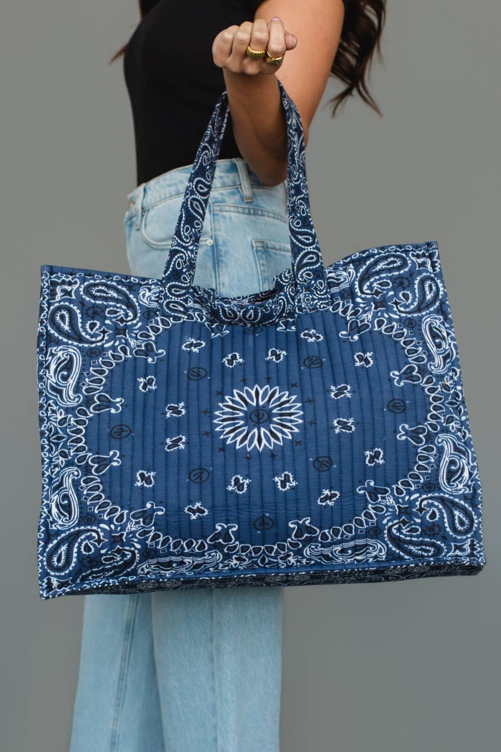 Dk. Blue Bandana Tote - La Vie Est Belle