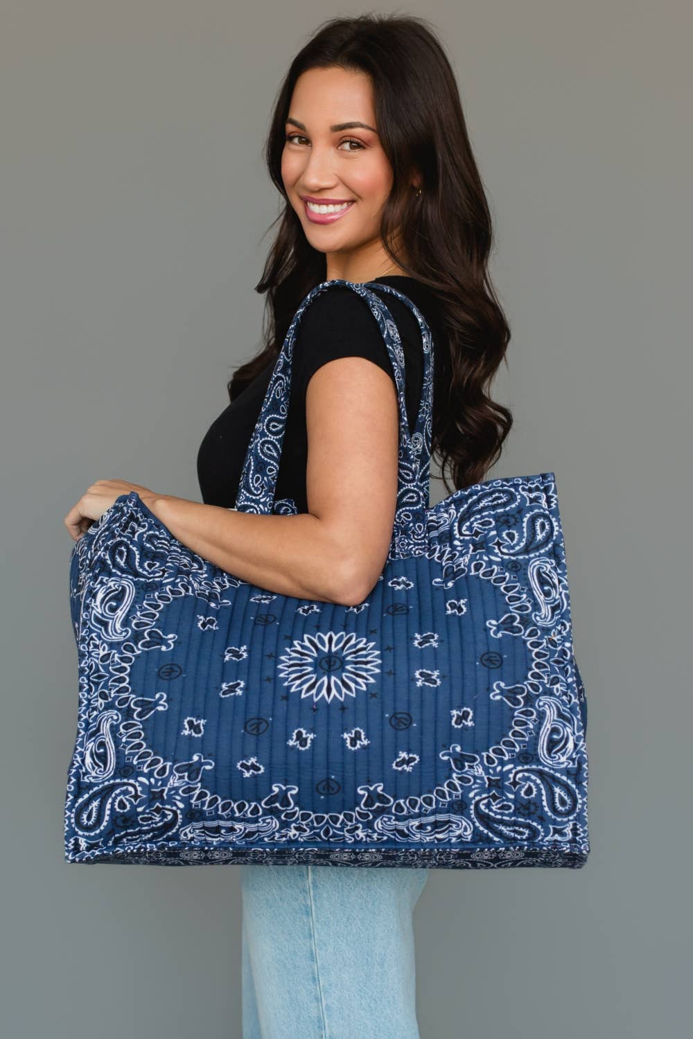 Dk. Blue Bandana Tote - La Vie Est Belle