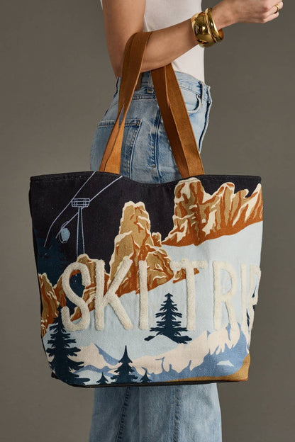 Dk. Blue Ski Trip Scene Tote - La Vie Est Belle