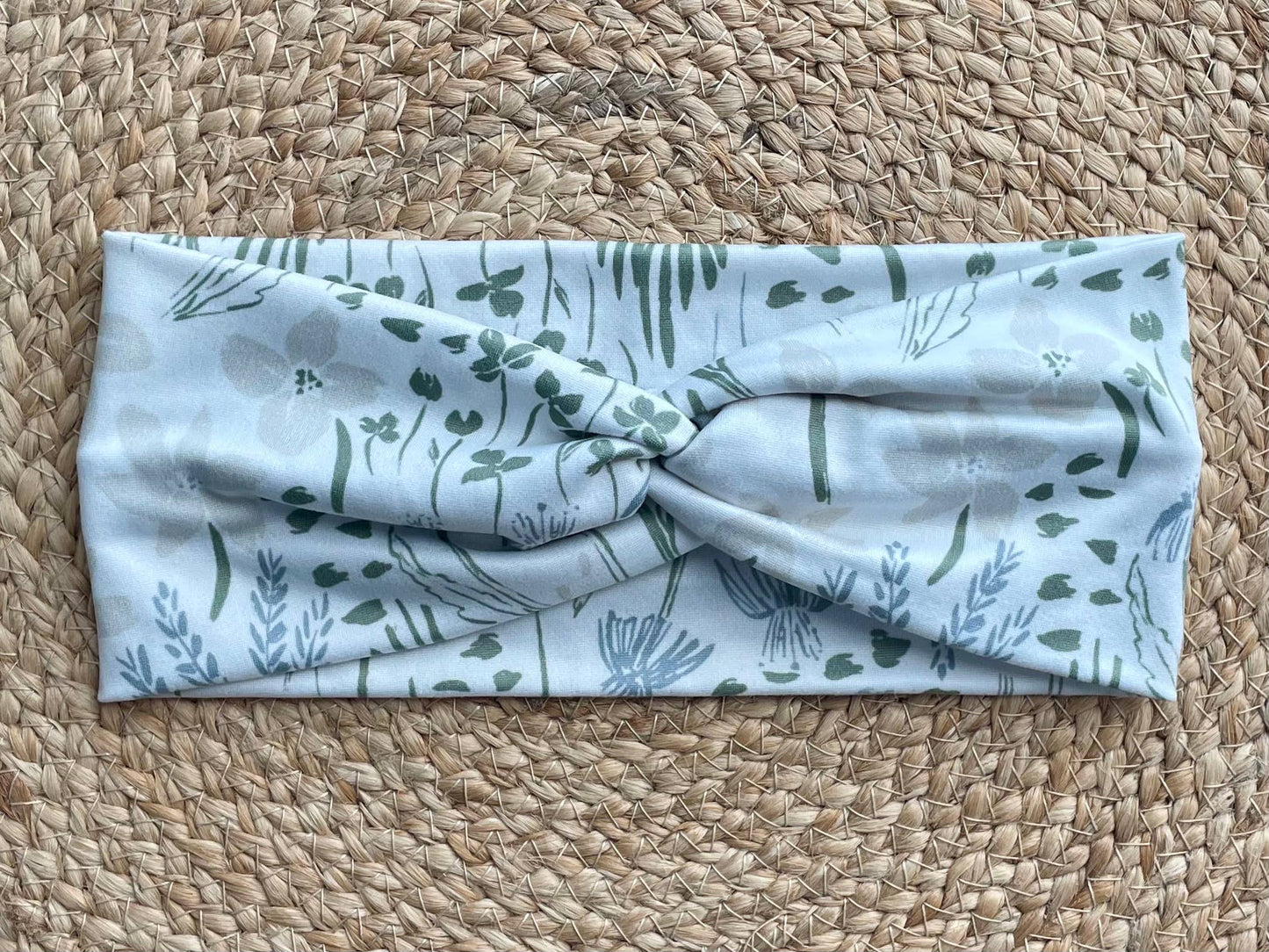Dusty Blue Floating Meadow Knit Twist Headband - La Vie Est Belle