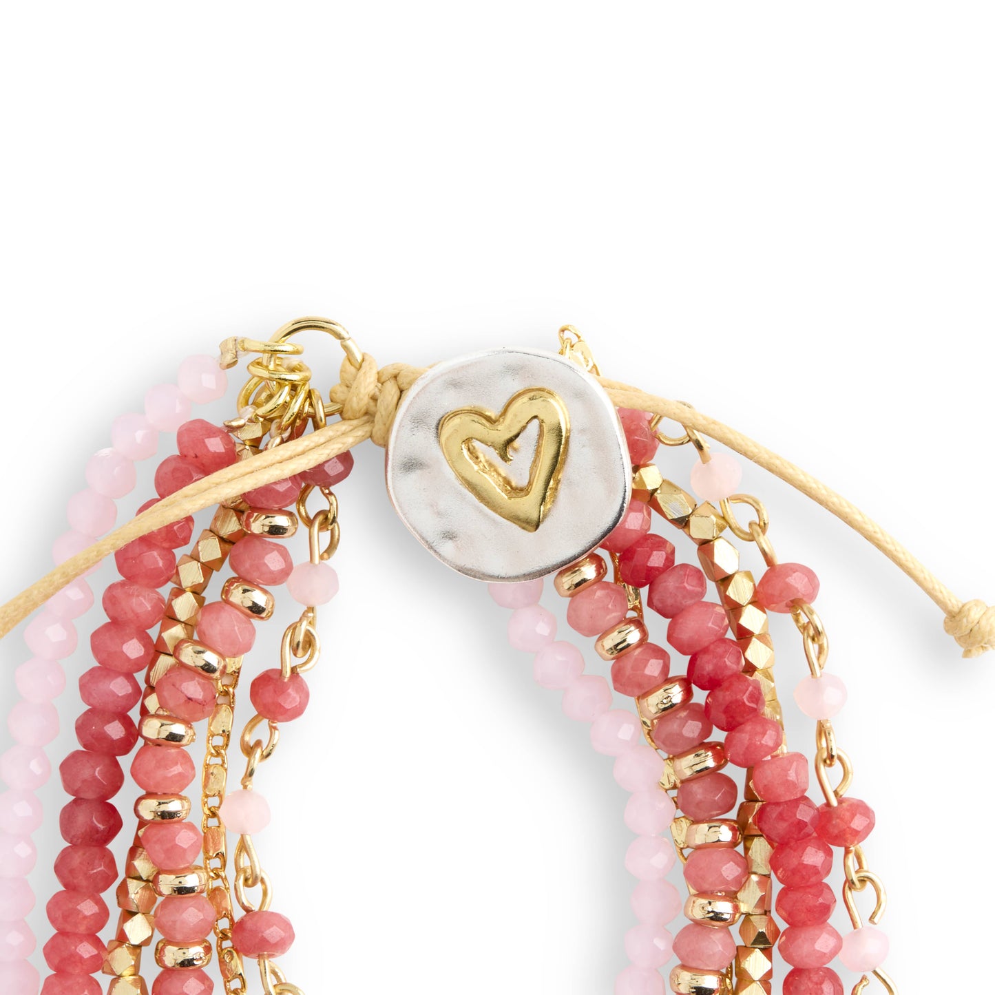 Blush Pink Beaded Love Bracelet - 7in