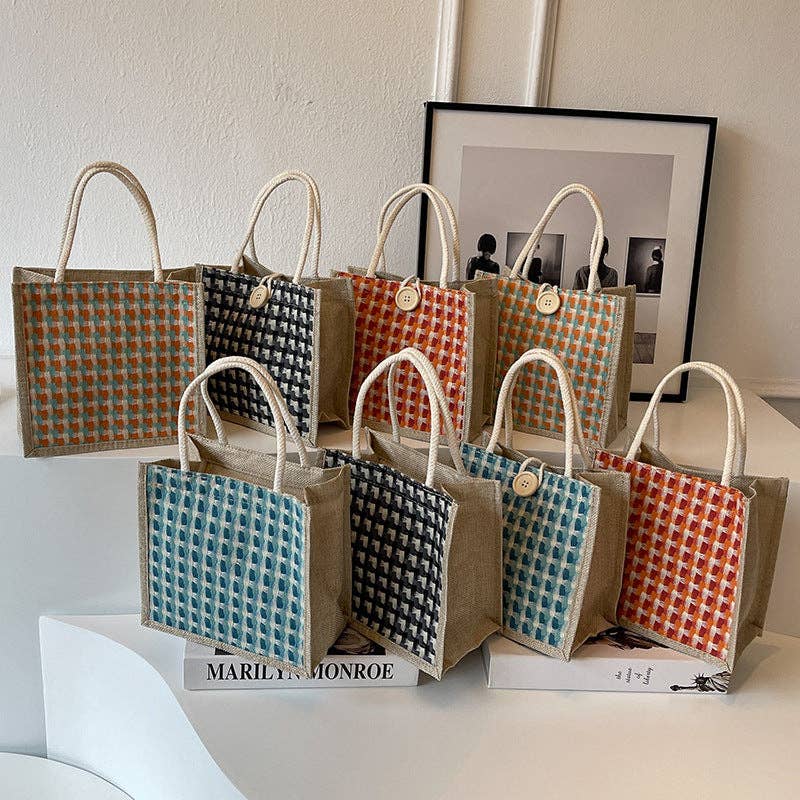 Cosbai – Textured Woven Button Tote Bag