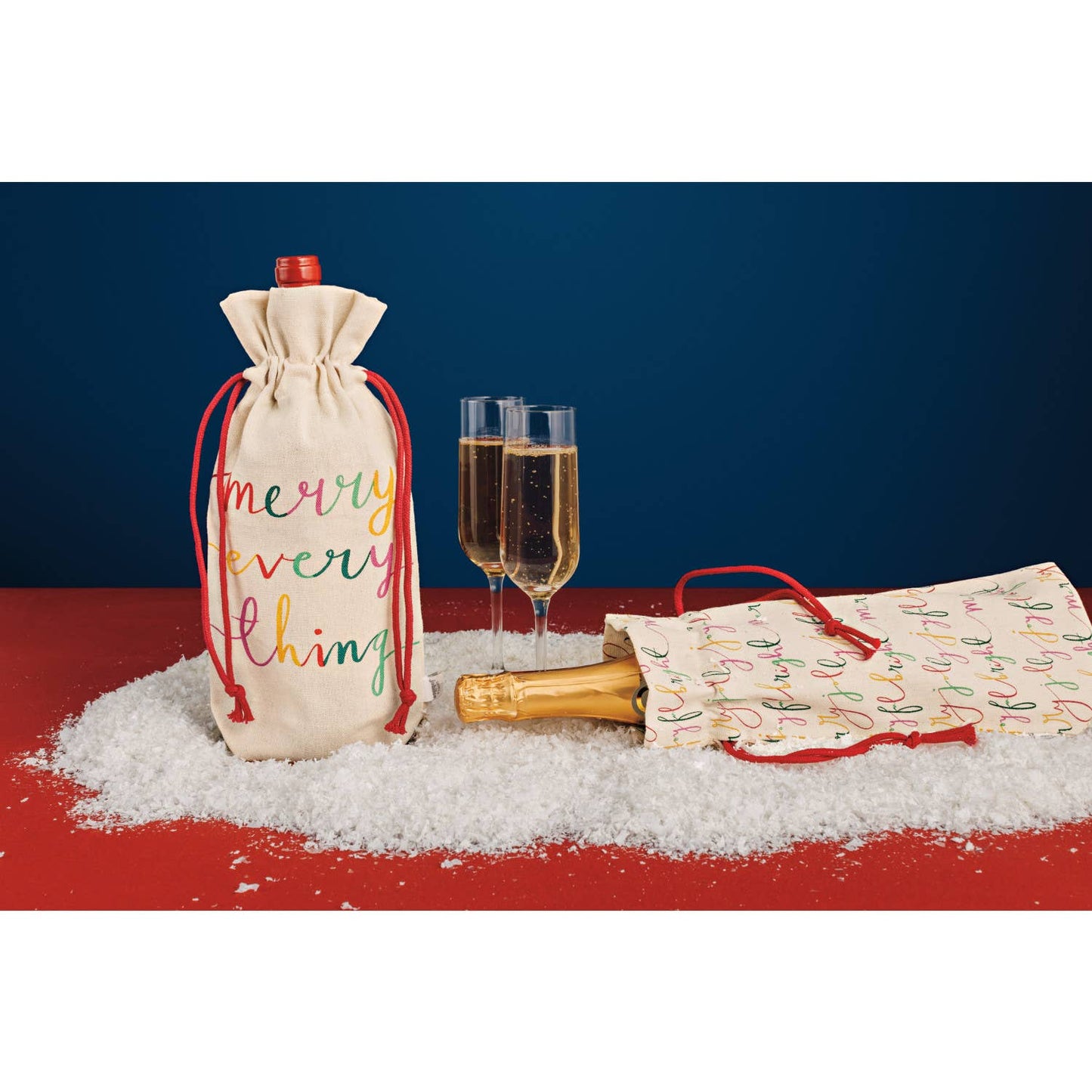 Merry Everything Christmas Wine Bags, Set of 2