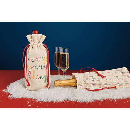 Merry Everything Christmas Wine Bags, Set of 2