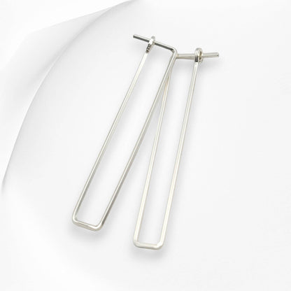 Minimalist Silver Rectangle Earrings