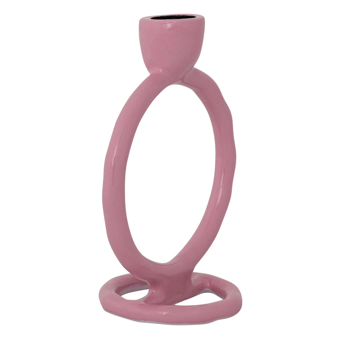 Enameled Aluminum Circle Taper Holder, Pink - La Vie Est Belle