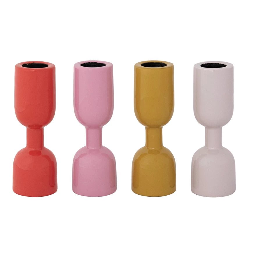 Enameled Aluminum Taper Holder, 4 Colors - La Vie Est Belle