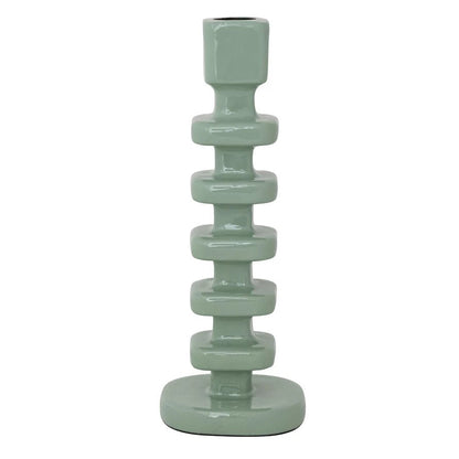 Enameled Aluminum Taper Holder, Eucalyptus Color - La Vie Est Belle