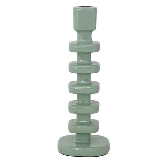 Enameled Aluminum Taper Holder, Eucalyptus Color - La Vie Est Belle