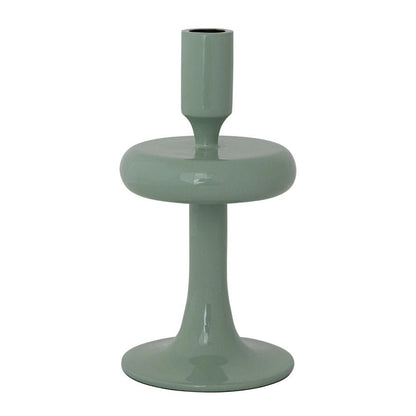 Enameled Aluminum Taper Holder, Eucalyptus Color - La Vie Est Belle