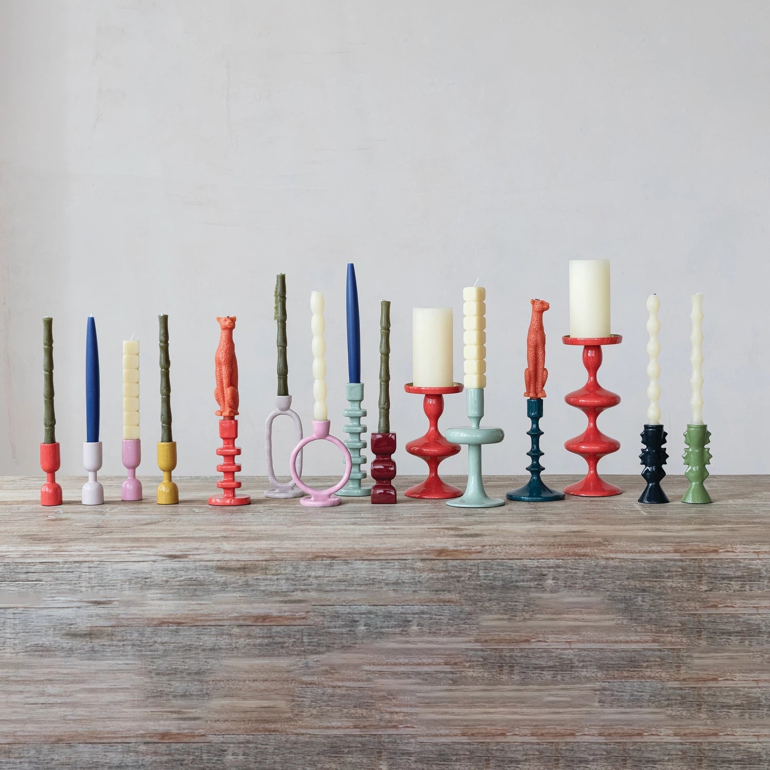 Enameled Aluminum Taper Holder, Eucalyptus Color - La Vie Est Belle