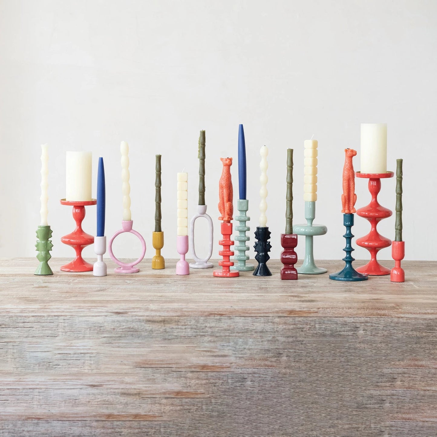 Enameled Aluminum Taper Holder, Eucalyptus Color - La Vie Est Belle