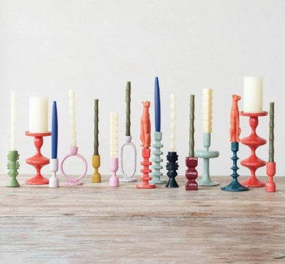 Enameled Aluminum Taper Holder, Teal - La Vie Est Belle