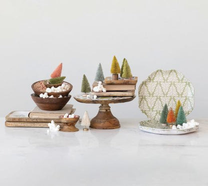 Enameled Mango Wood Pedestal w/ Fruit & Botanicals Pattern, Multi Color - La Vie Est Belle