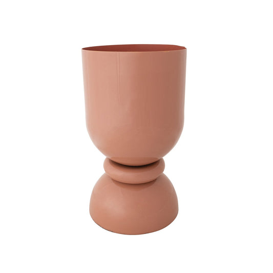 Enameled Metal Footed Vase, Blush Color - La Vie Est Belle