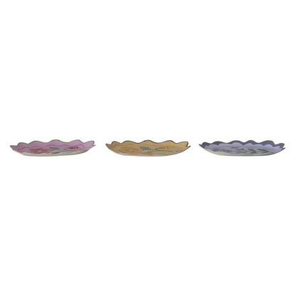 Enameled Metal Scalloped Tray with Flower & Gold Edge, 3 Styles - La Vie Est Belle