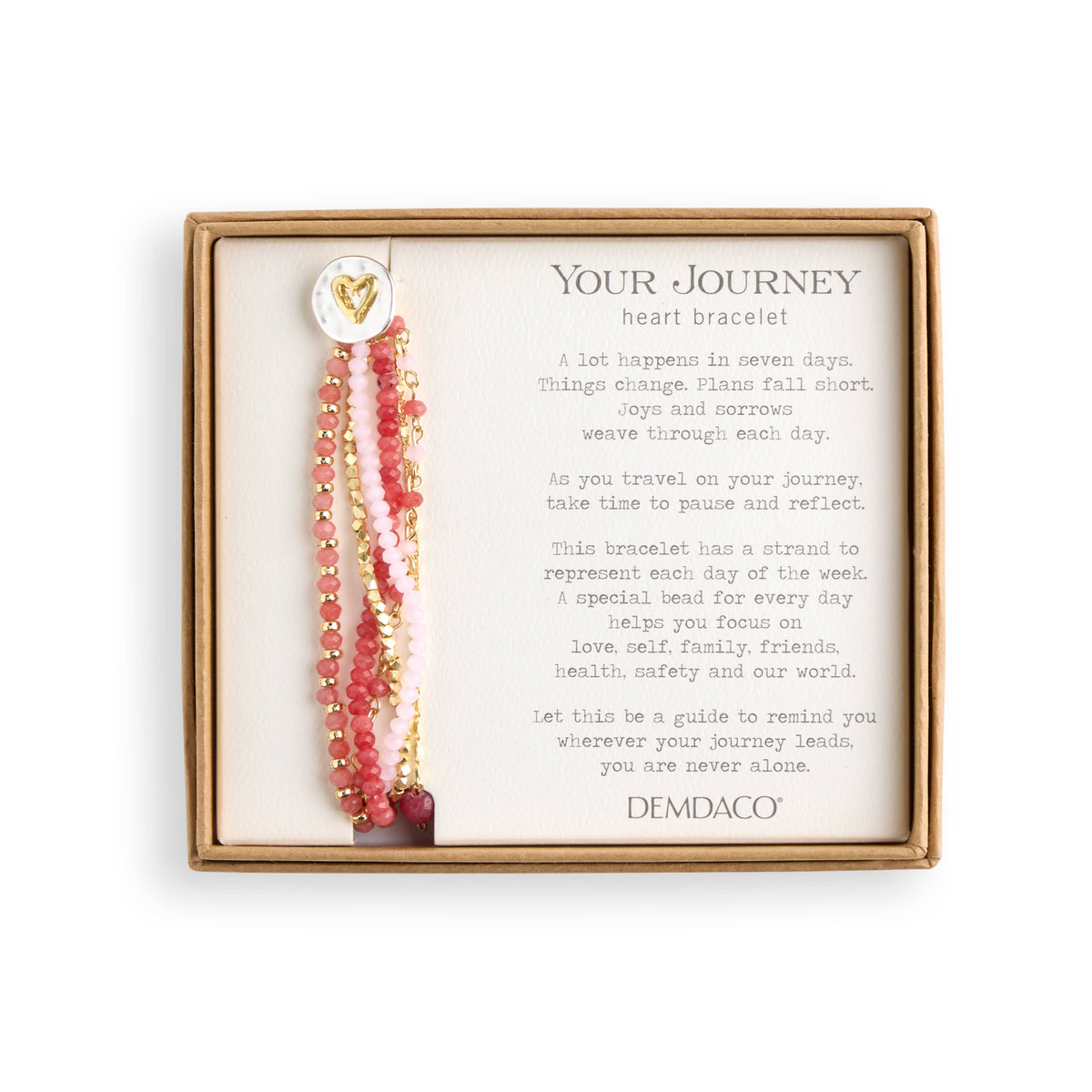 Blush Pink Beaded Love Bracelet - 7in