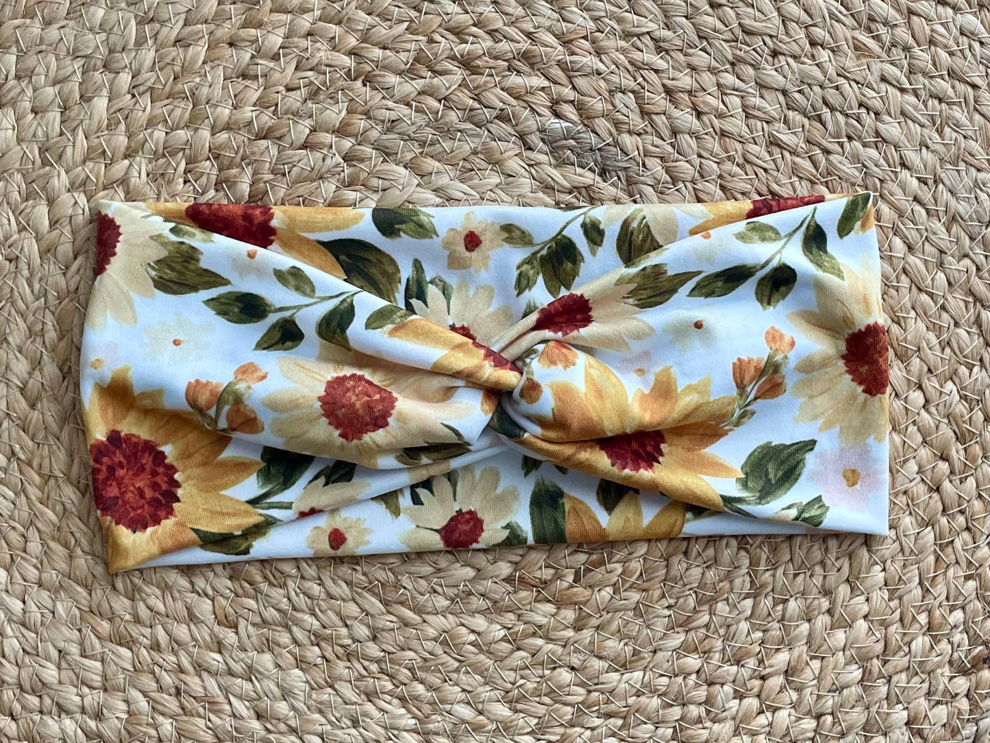 Sunny Sunflowers Knit Twist Headband