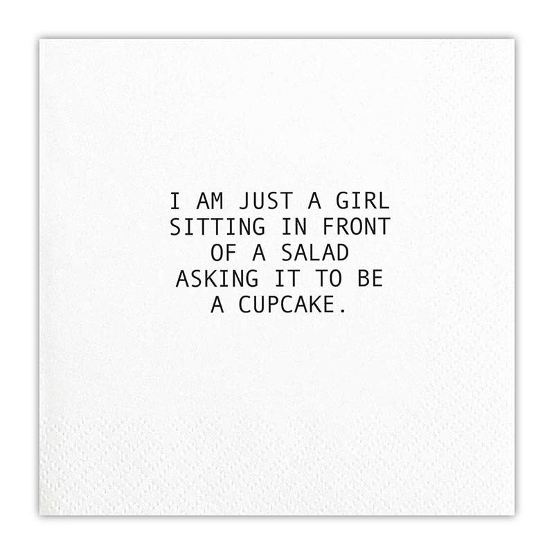 Face to Face Cocktail Napkin - Girl Asks Salad - La Vie Est Belle