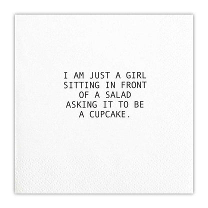 Face to Face Cocktail Napkin - Girl Asks Salad - La Vie Est Belle