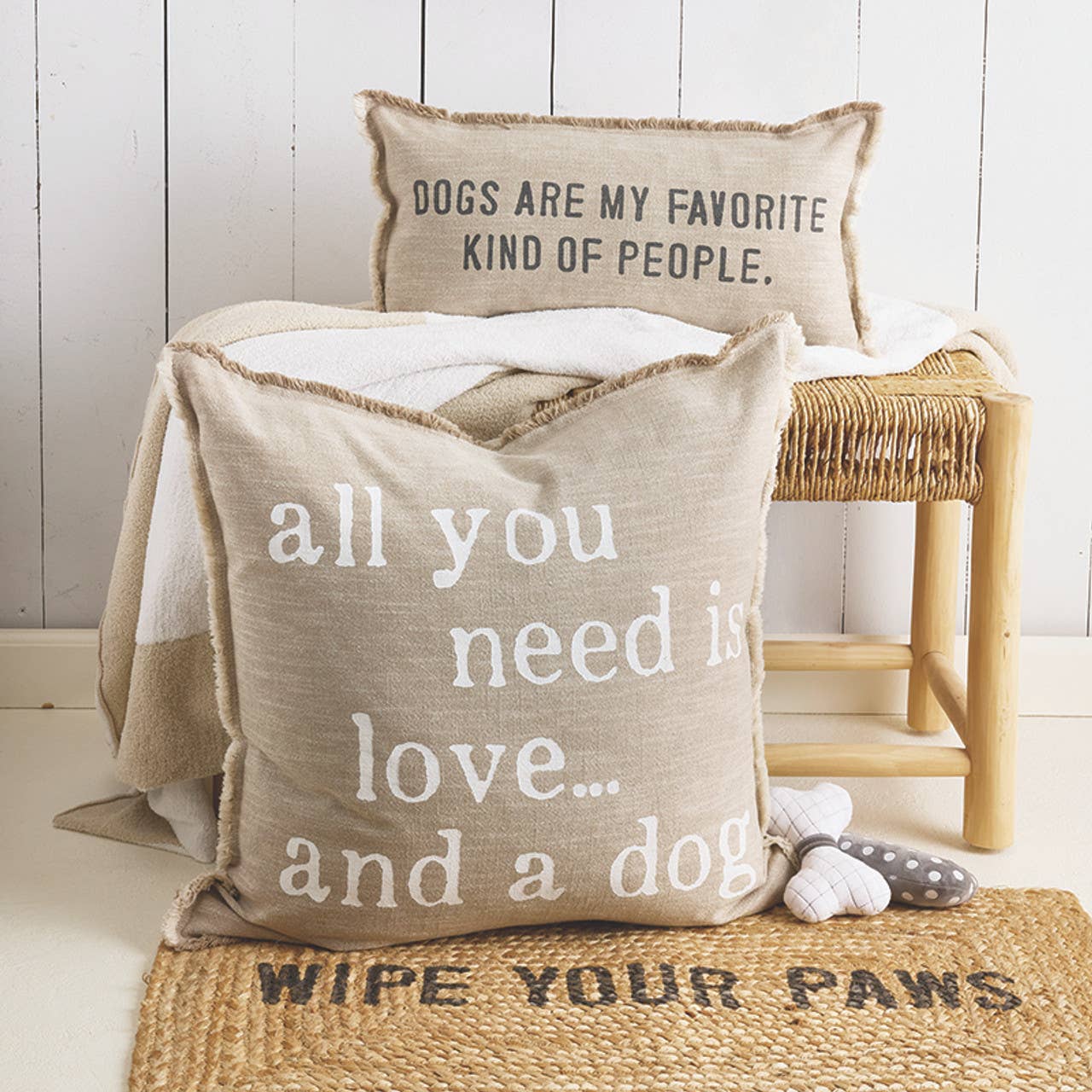 Face to Face Euro Pillow - Love and A Dog - La Vie Est Belle