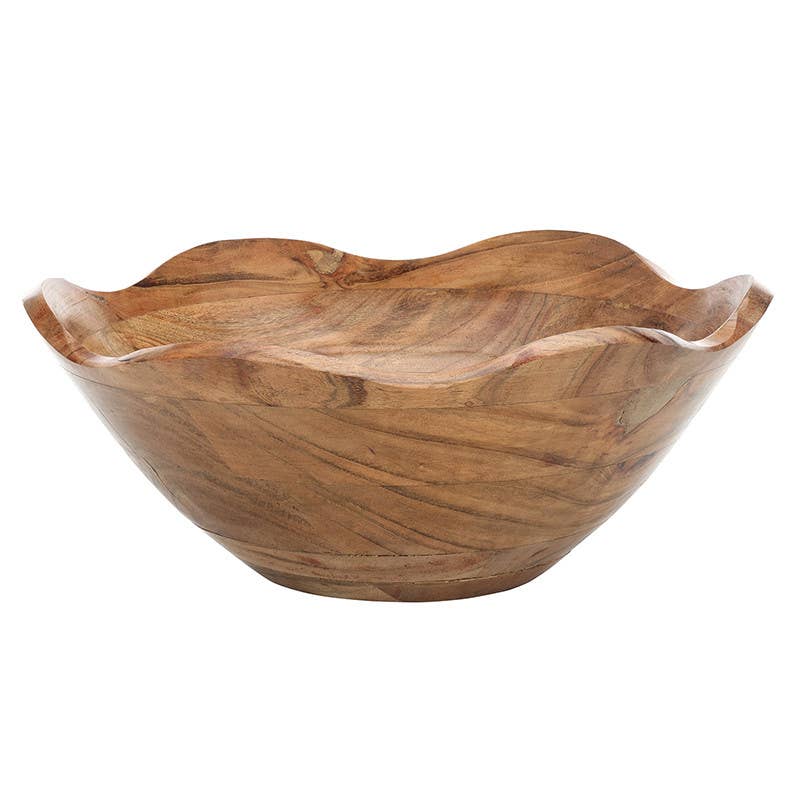 Face to Face Wood Salad Bowl - Scallop - Large - La Vie Est Belle