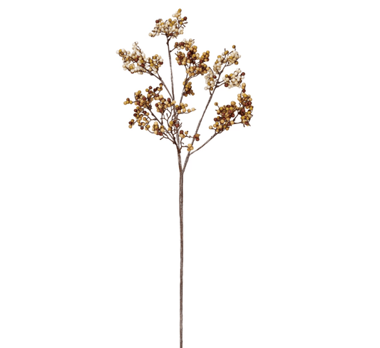 Faux Berry Stem, Cream & Tan Color - La Vie Est Belle