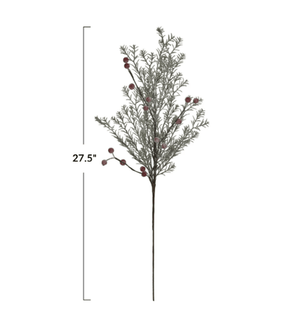 Faux Evergreen Pick with Red Berries - La Vie Est Belle