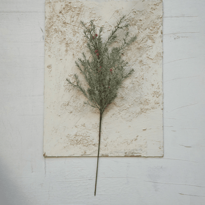 Faux Evergreen Pick with Red Berries - La Vie Est Belle