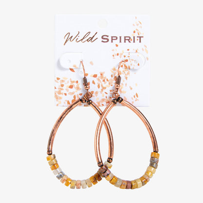Copper Genuine Agate Teardrop Earrings