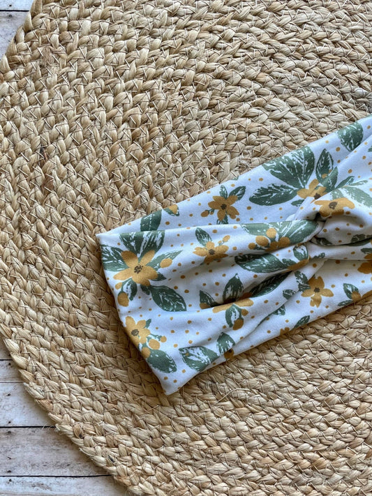 Floral Earth Knit Twist Headband - La Vie Est Belle