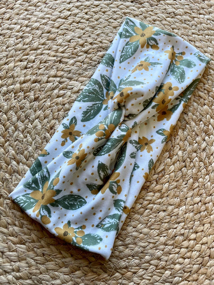 Floral Earth Knit Twist Headband - La Vie Est Belle