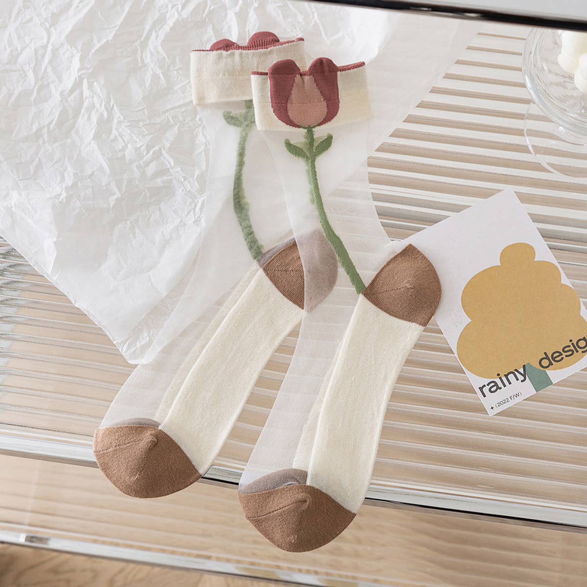 Floral Summer Sheer Mesh Socks - La Vie Est Belle