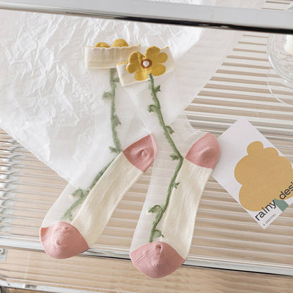 Floral Summer Sheer Mesh Socks - La Vie Est Belle
