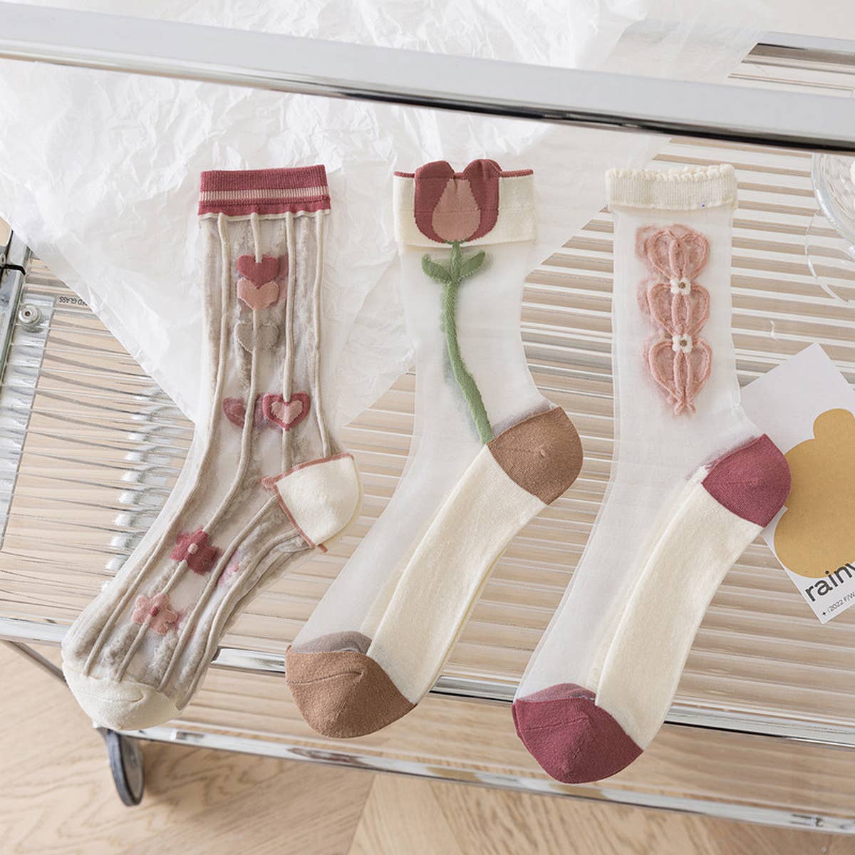Floral Summer Sheer Mesh Socks - La Vie Est Belle