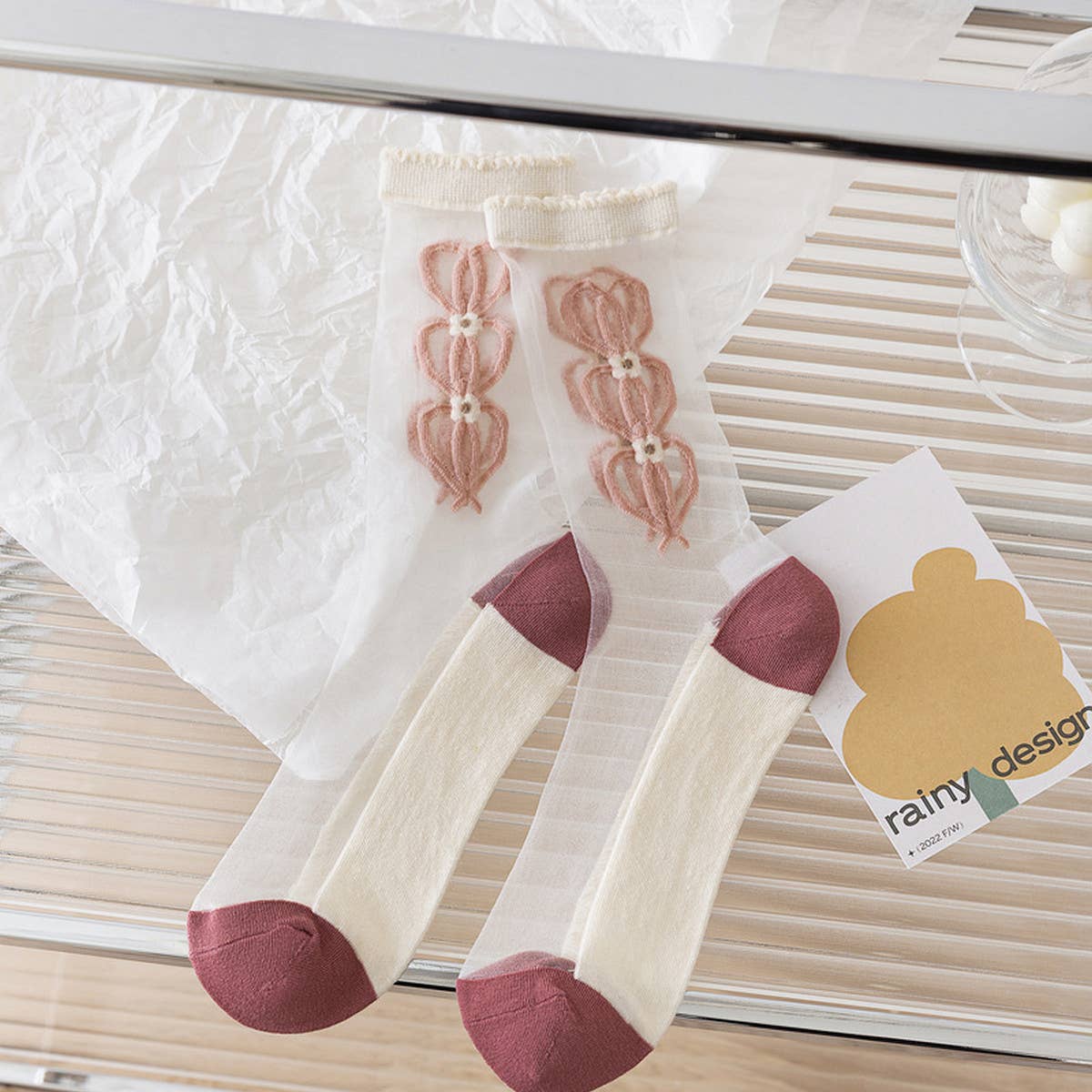 Floral Summer Sheer Mesh Socks - La Vie Est Belle