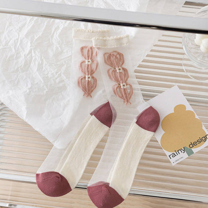 Floral Summer Sheer Mesh Socks - La Vie Est Belle