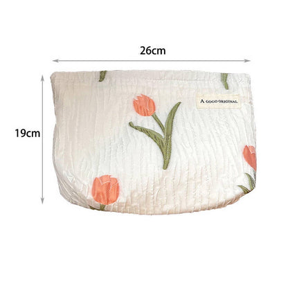 Floral Tulip Cosmetic Bag Large Travel Pouch - La Vie Est Belle