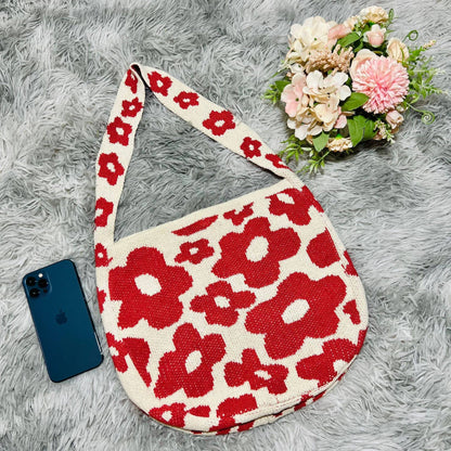 Flower Knitted Large Single Shoulder Bag - La Vie Est Belle