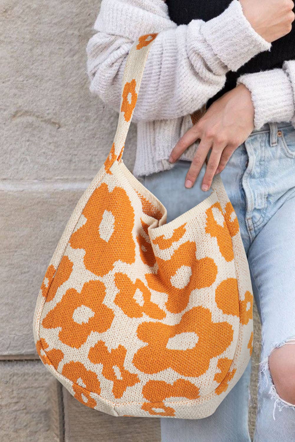 Flower Knitted Large Single Shoulder Bag - La Vie Est Belle