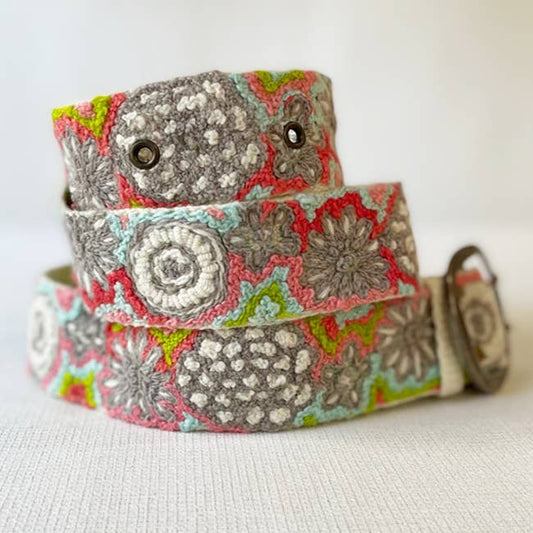 Flower Power Embroidered Wool Belt - La Vie Est Belle