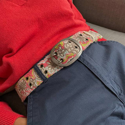 Flower Power Embroidered Wool Belt - La Vie Est Belle
