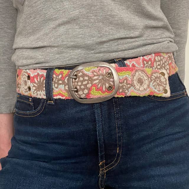 Flower Power Embroidered Wool Belt - La Vie Est Belle