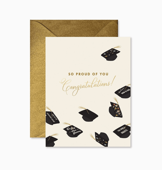 Flying Hats Graduation Greeting Card - La Vie Est Belle