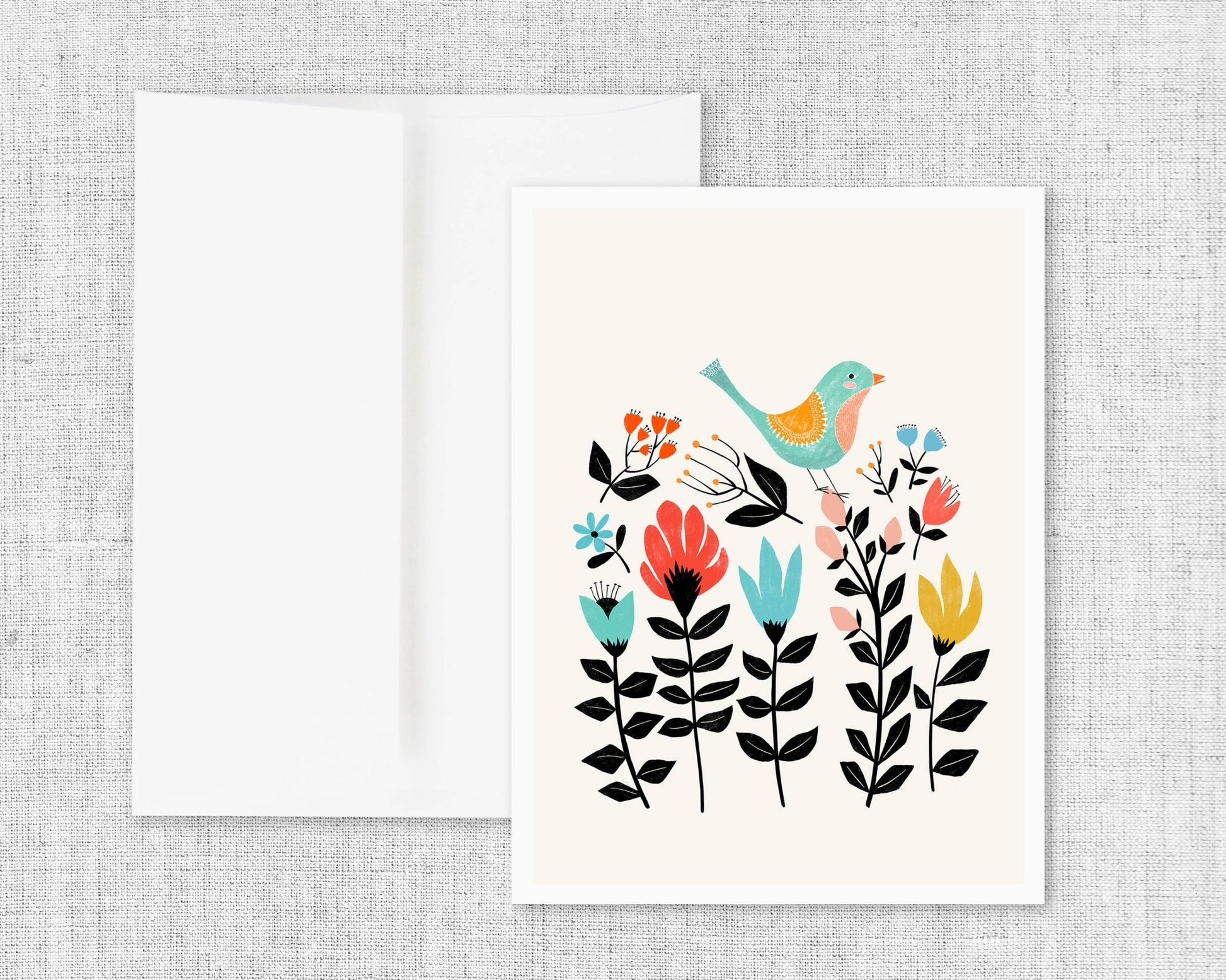 Folk Art Garden - Modern Greeting Card - La Vie Est Belle